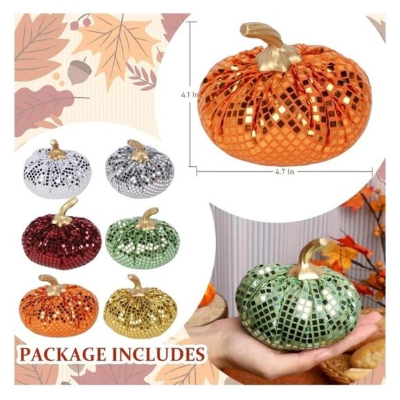 FORUP 6 Pcs Thanksgiving Pumpkin Set, Soft Stuffed Artificial Fall Pumpkins - Picture 2 of 8